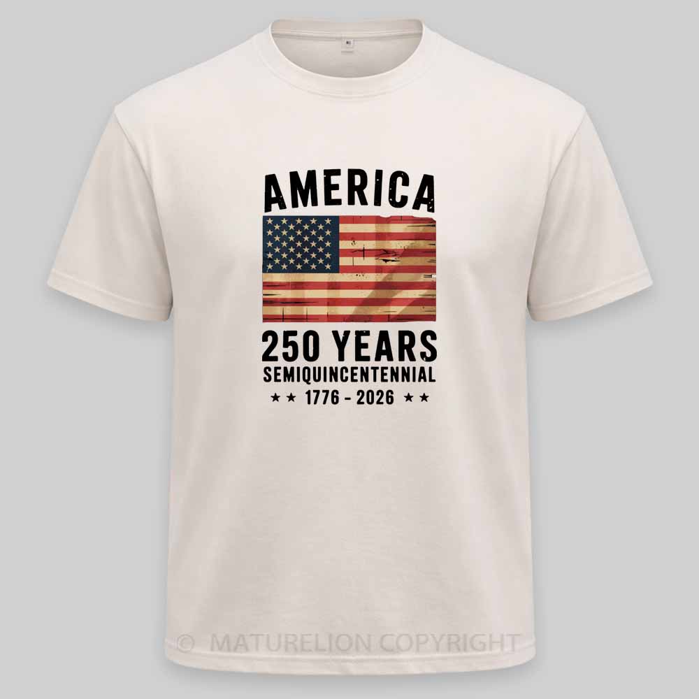Maturelion 250 Years America Anniversary Flag USA Washed T-shirt