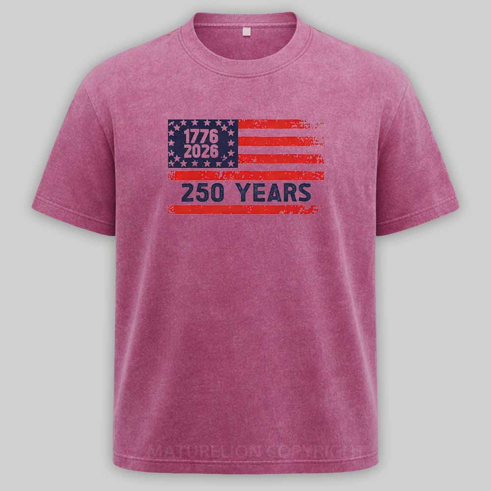 Maturelion USA 250 Anniversary Patriotic Typography Washed T-shirt