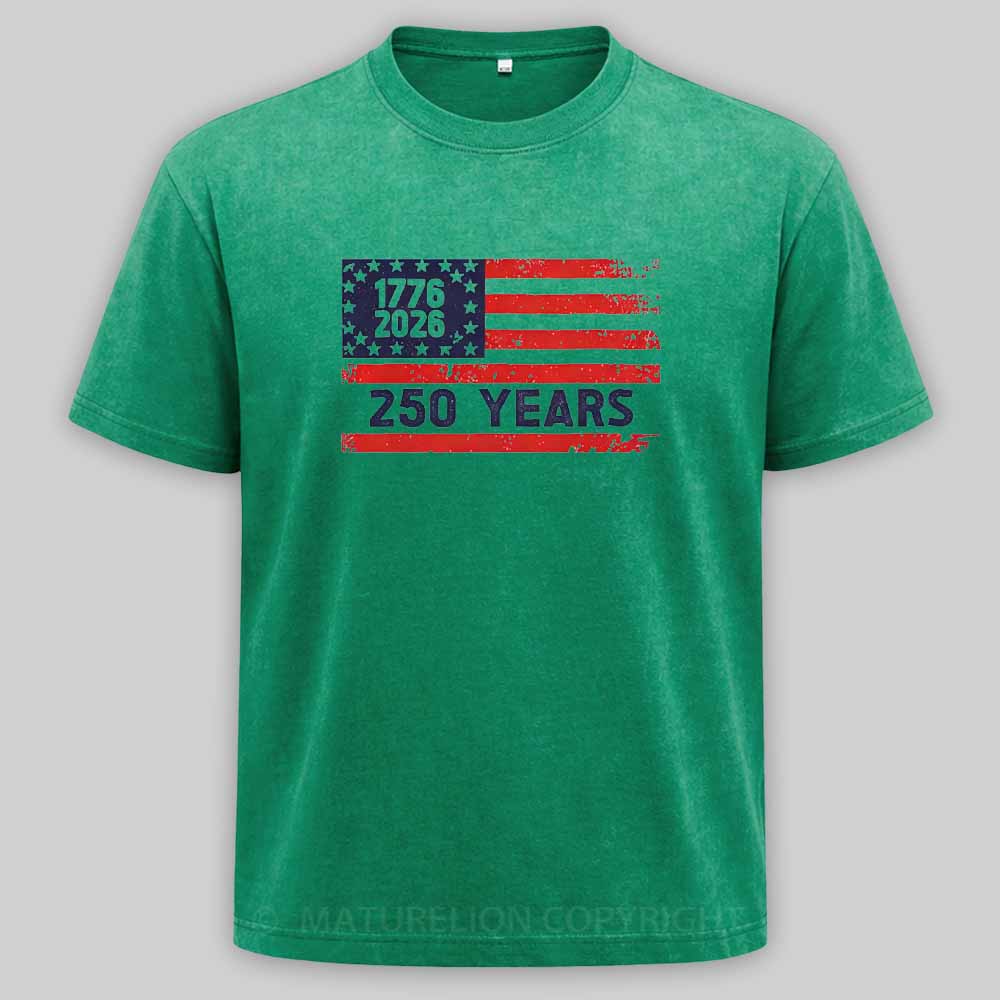 Maturelion USA 250 Anniversary Patriotic Typography Washed T-shirt