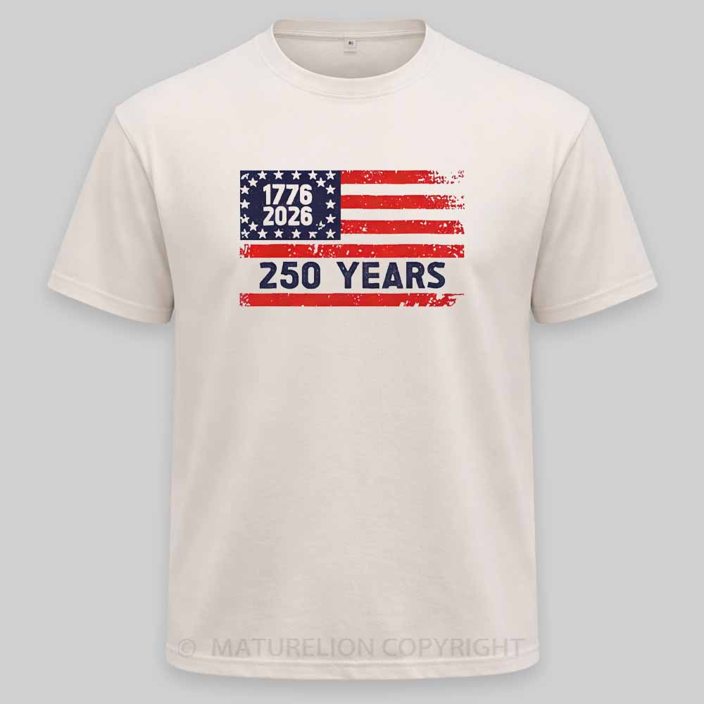 Maturelion USA 250 Anniversary Patriotic Typography Washed T-shirt