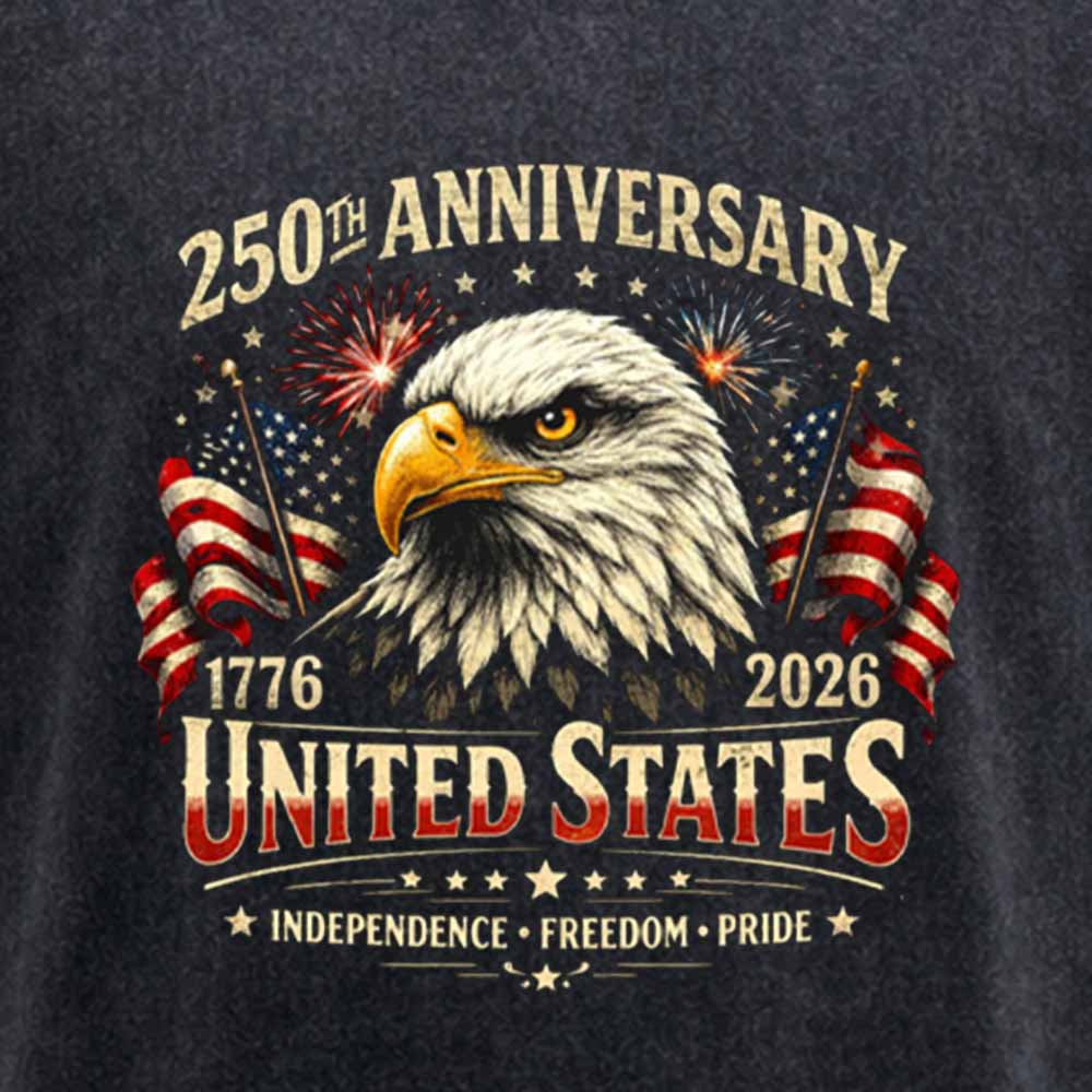 Maturelion 250 Years Anniversary Usa American Flag 1776 2026 Patriotic Washed T-shirt