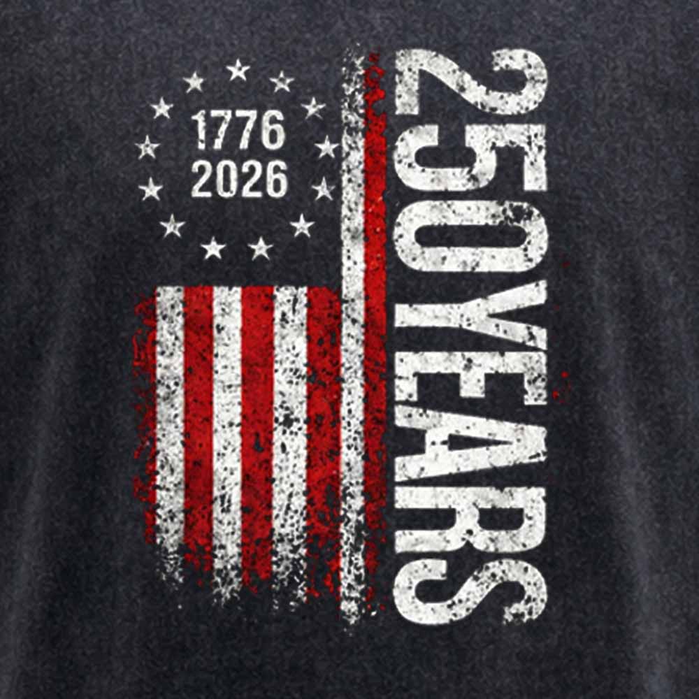 Maturelion 250 Years Anniversary Usa American Flag 1776 2026 Patriotic Independence Day 4th July Washed T-shirt
