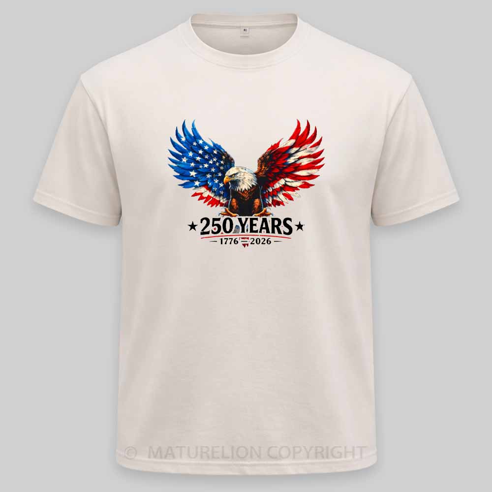Maturelion 250 Years Anniversary Usa American Flag 1776 2026 Patriotic Washed T-shirt