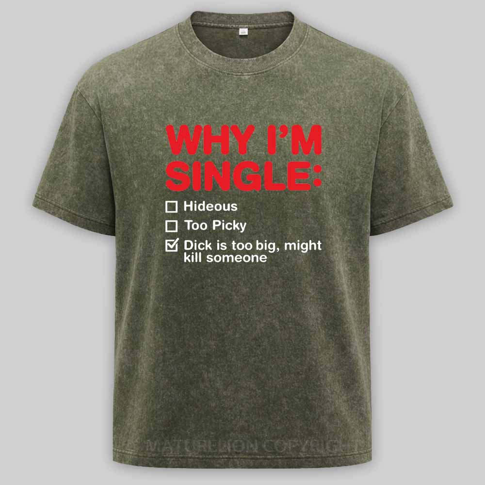 Maturelion Funny Adult Why I'm Single V2 Washed T-shirt