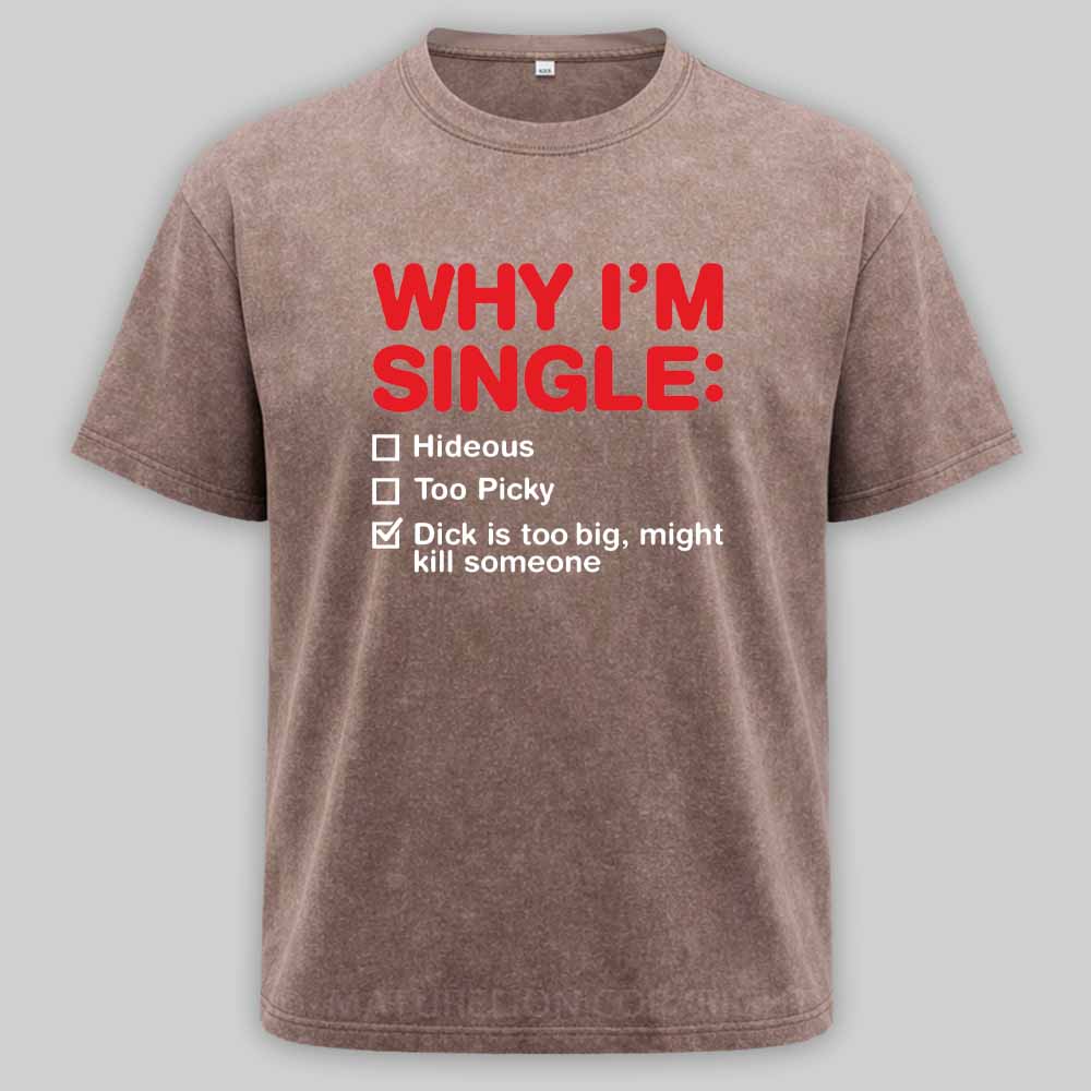 Maturelion Funny Adult Why I'm Single V2 Washed T-shirt