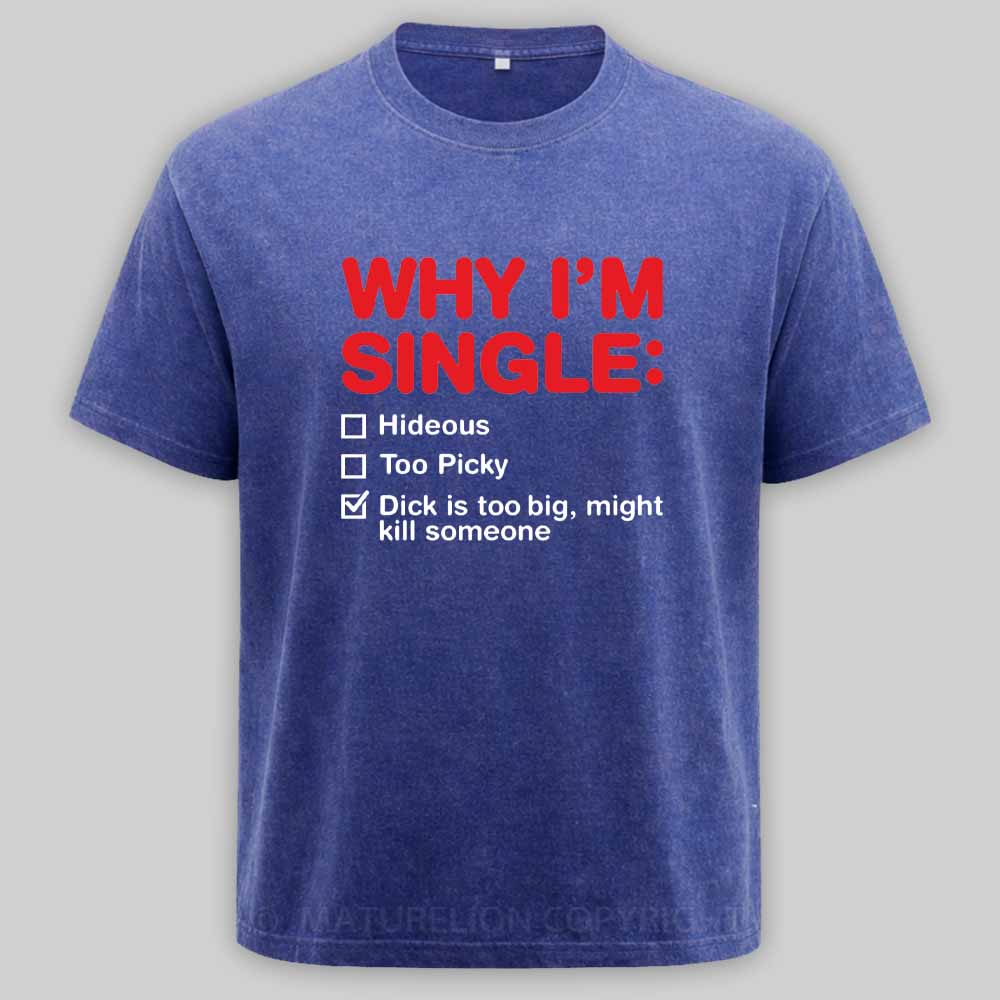 Maturelion Funny Adult Why I'm Single V2 Washed T-shirt