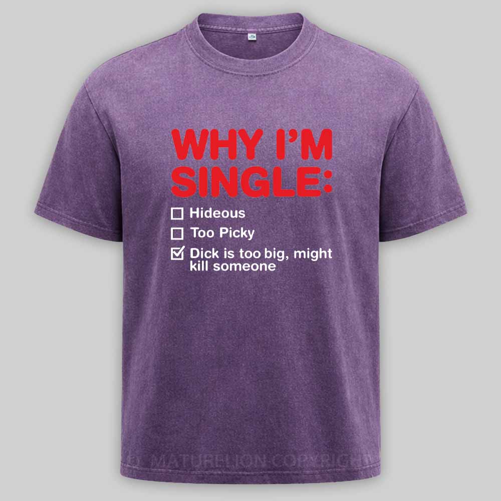 Maturelion Funny Adult Why I'm Single V2 Washed T-shirt