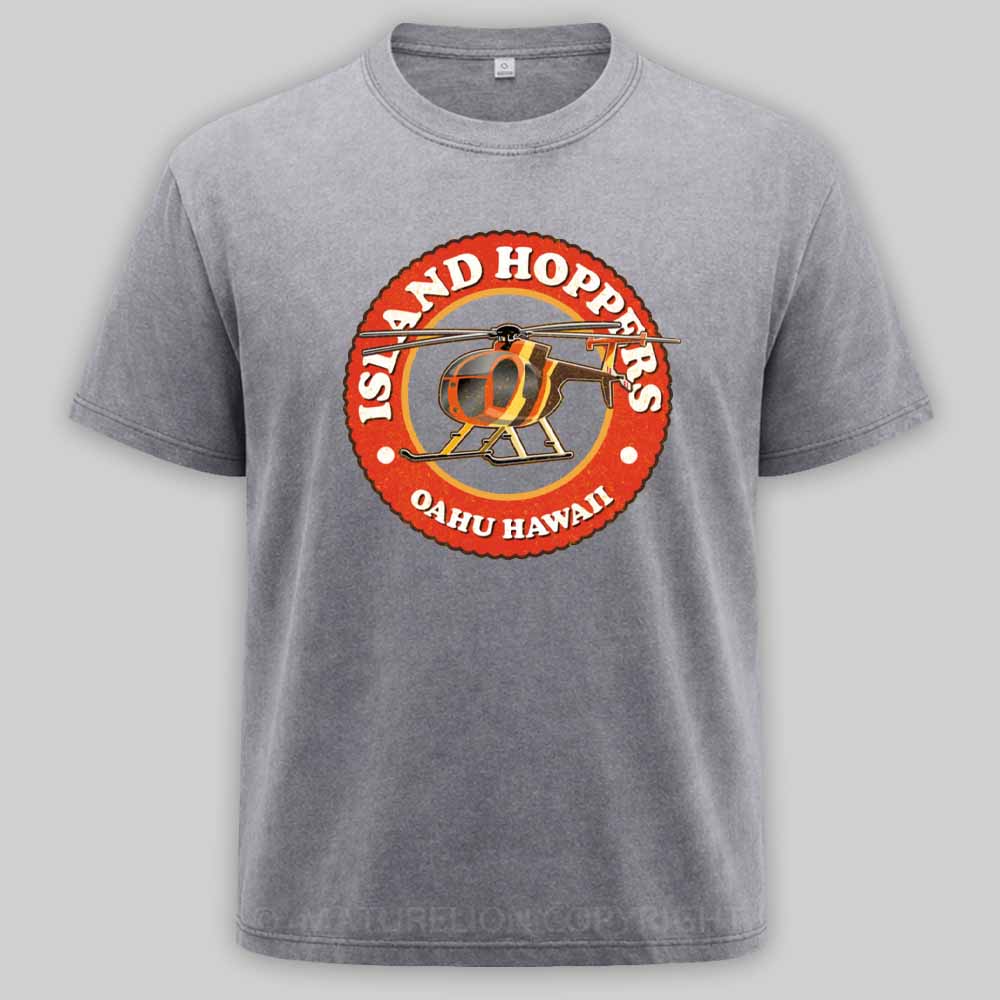 Maturelion Island Hoppers Oahu Hawaii retro look, worn effect Washed T-shirt