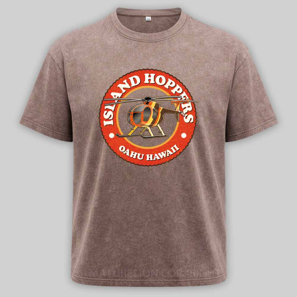 Maturelion Island Hoppers Oahu Hawaii retro look, worn effect Washed T-shirt