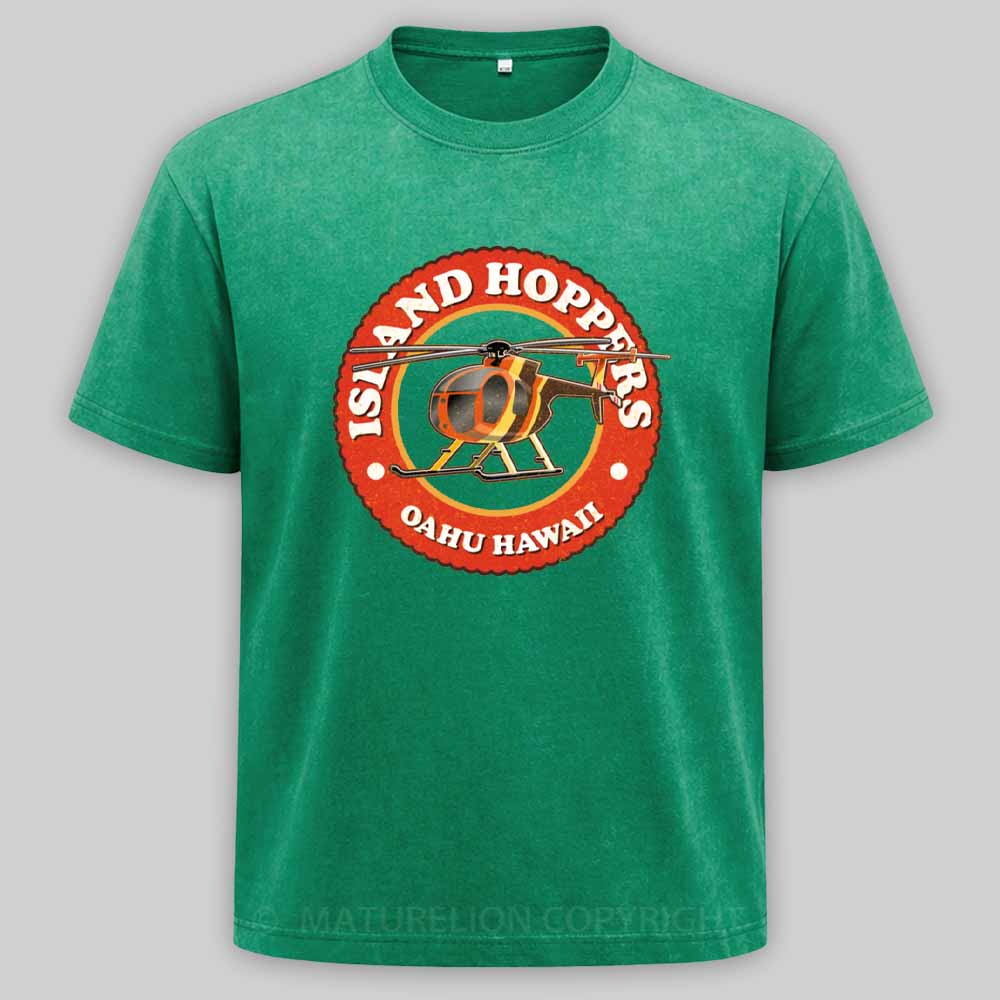 Maturelion Island Hoppers Oahu Hawaii retro look, worn effect Washed T-shirt