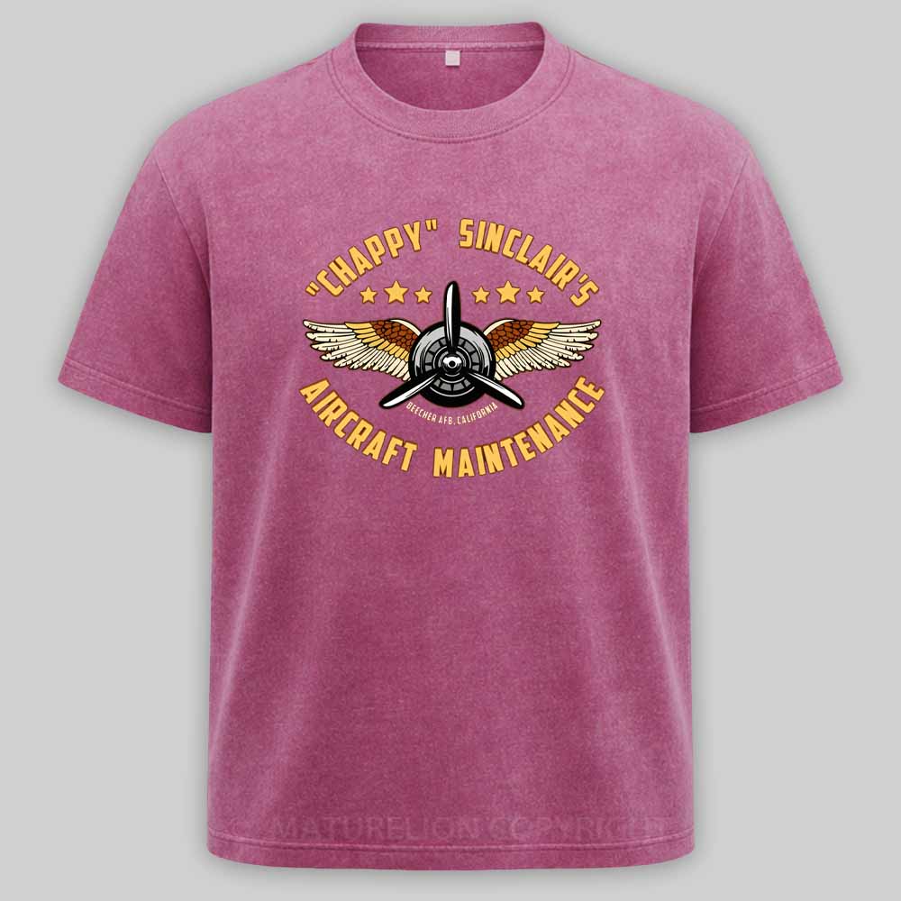 Maturelion Chappy Sinclair's Aircraft Maintenance Washed T-shirt