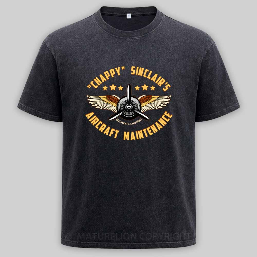 Maturelion Chappy Sinclair's Aircraft Maintenance Washed T-shirt