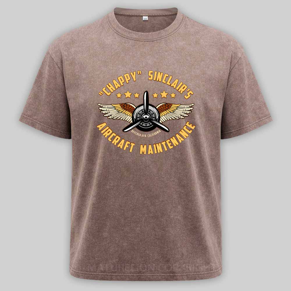 Maturelion Chappy Sinclair's Aircraft Maintenance Washed T-shirt