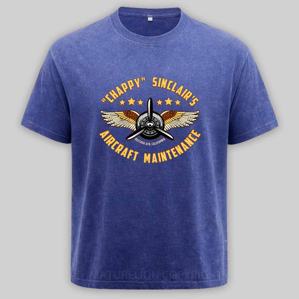 Maturelion Chappy Sinclair's Aircraft Maintenance Washed T-shirt