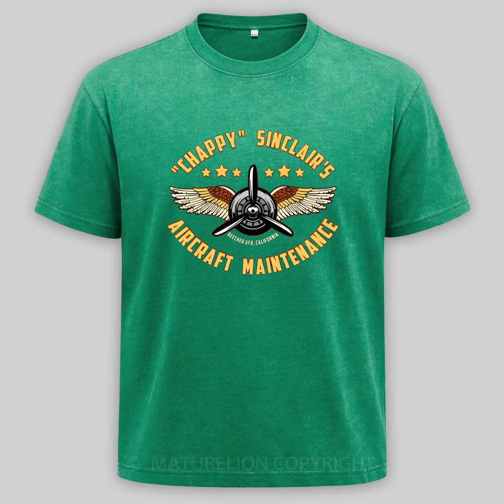 Maturelion Chappy Sinclair's Aircraft Maintenance Washed T-shirt