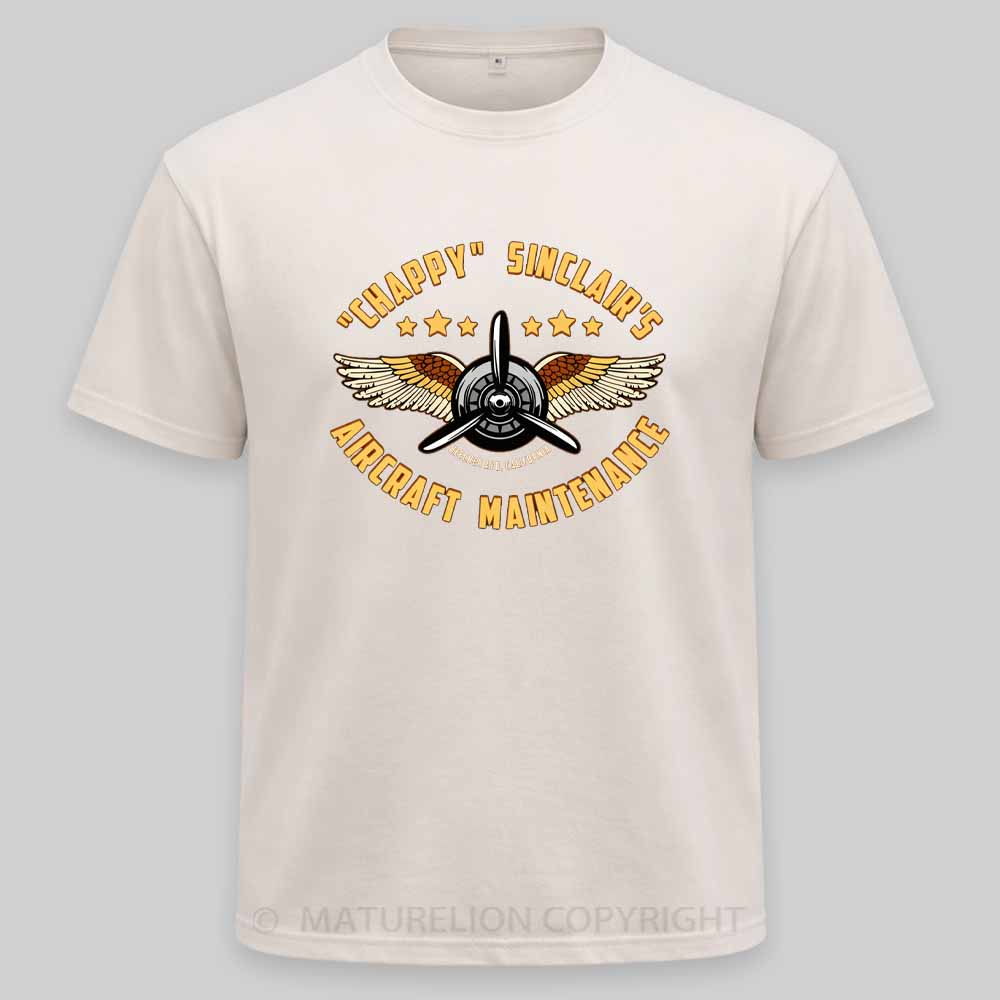 Maturelion Chappy Sinclair's Aircraft Maintenance Washed T-shirt