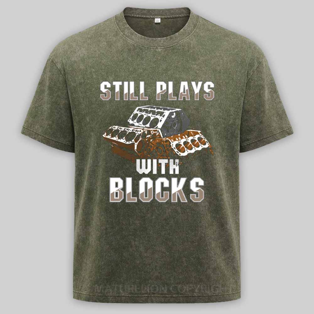 Maturelion Still plays with blocks Washed T-shirt