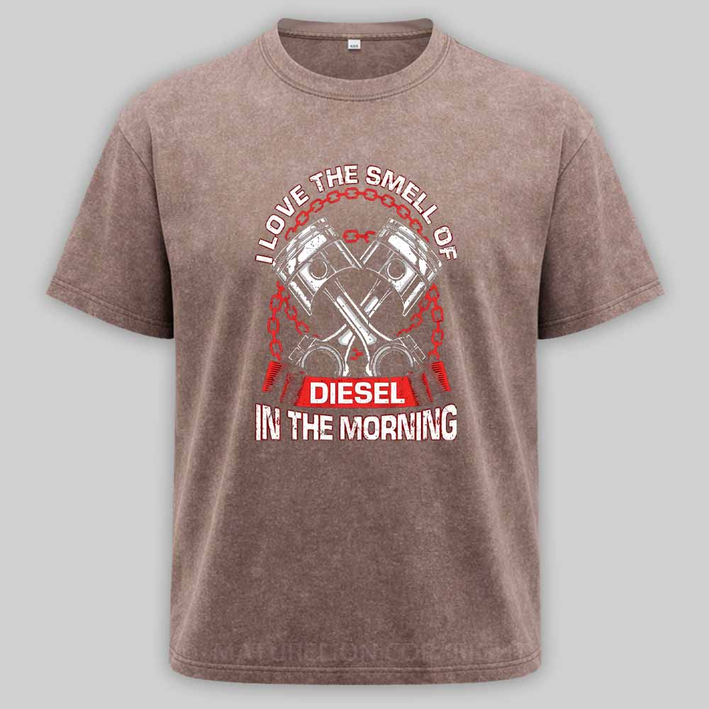 Maturelion I Love The Smell Of Diesel In The Morning Mechanic Washed T-shirt