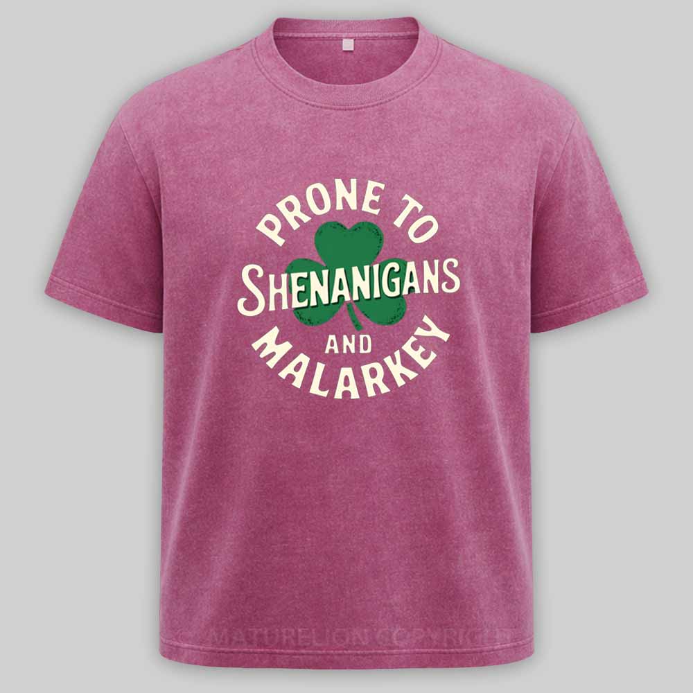 Maturelion Prone To Shenanigans And Malarkey Washed T-shirt