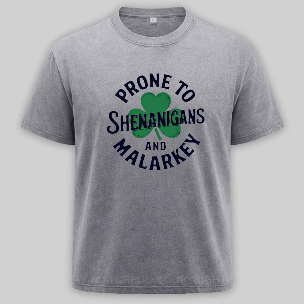 Maturelion Prone To Shenanigans And Malarkey Washed T-shirt