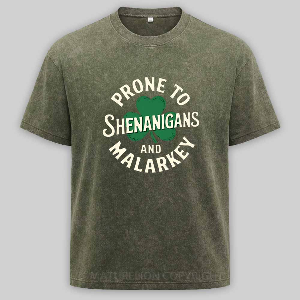 Maturelion Prone To Shenanigans And Malarkey Washed T-shirt