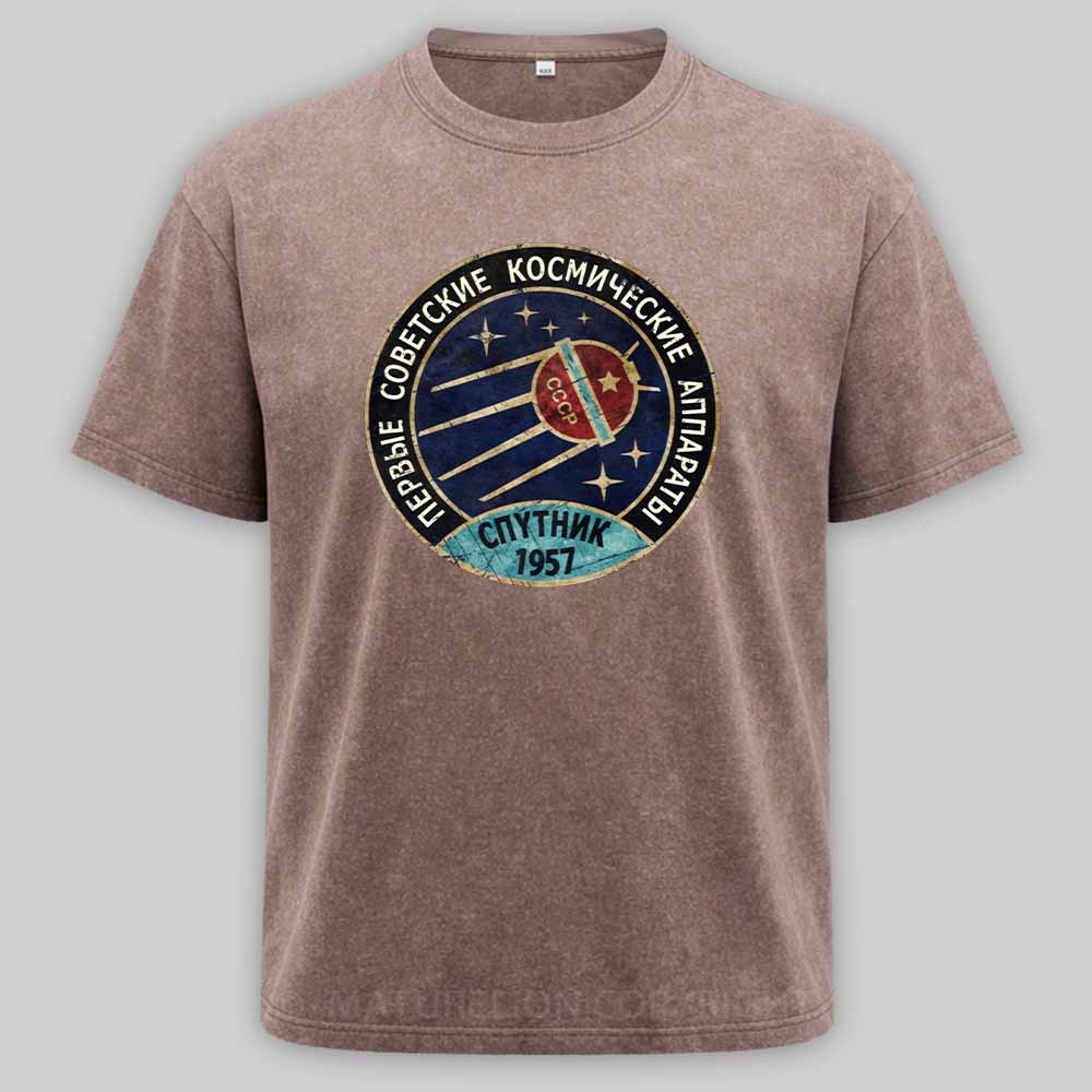 Maturelion Vintage Blue Badge Спутник V01 Washed T-shirt