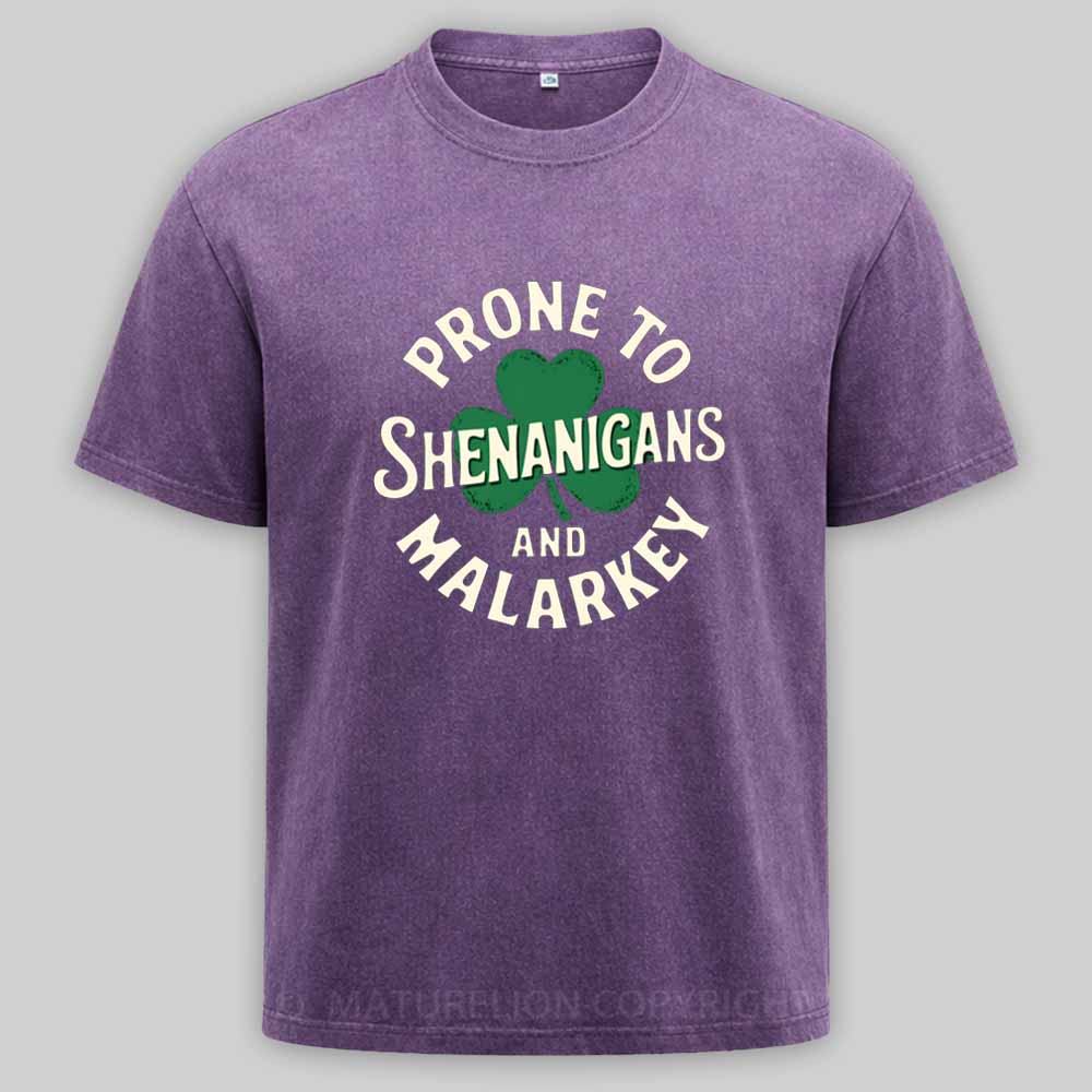 Maturelion Prone To Shenanigans And Malarkey Washed T-shirt