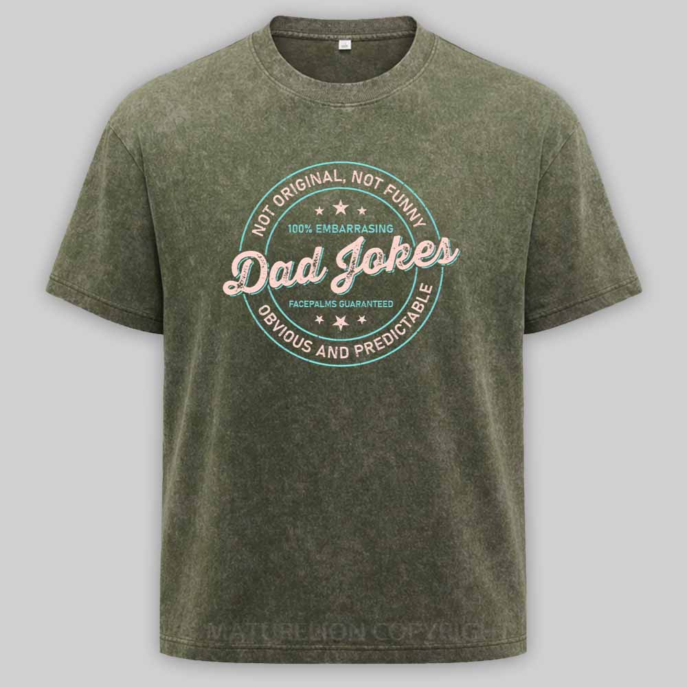 Maturelion Vintage Dad Jokes Washed T-shirt