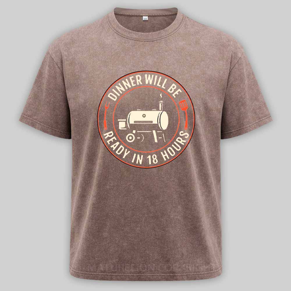 Maturelion BBQ Dad Smoker Humor – 18 Hour Meat Master Washed T-shirt