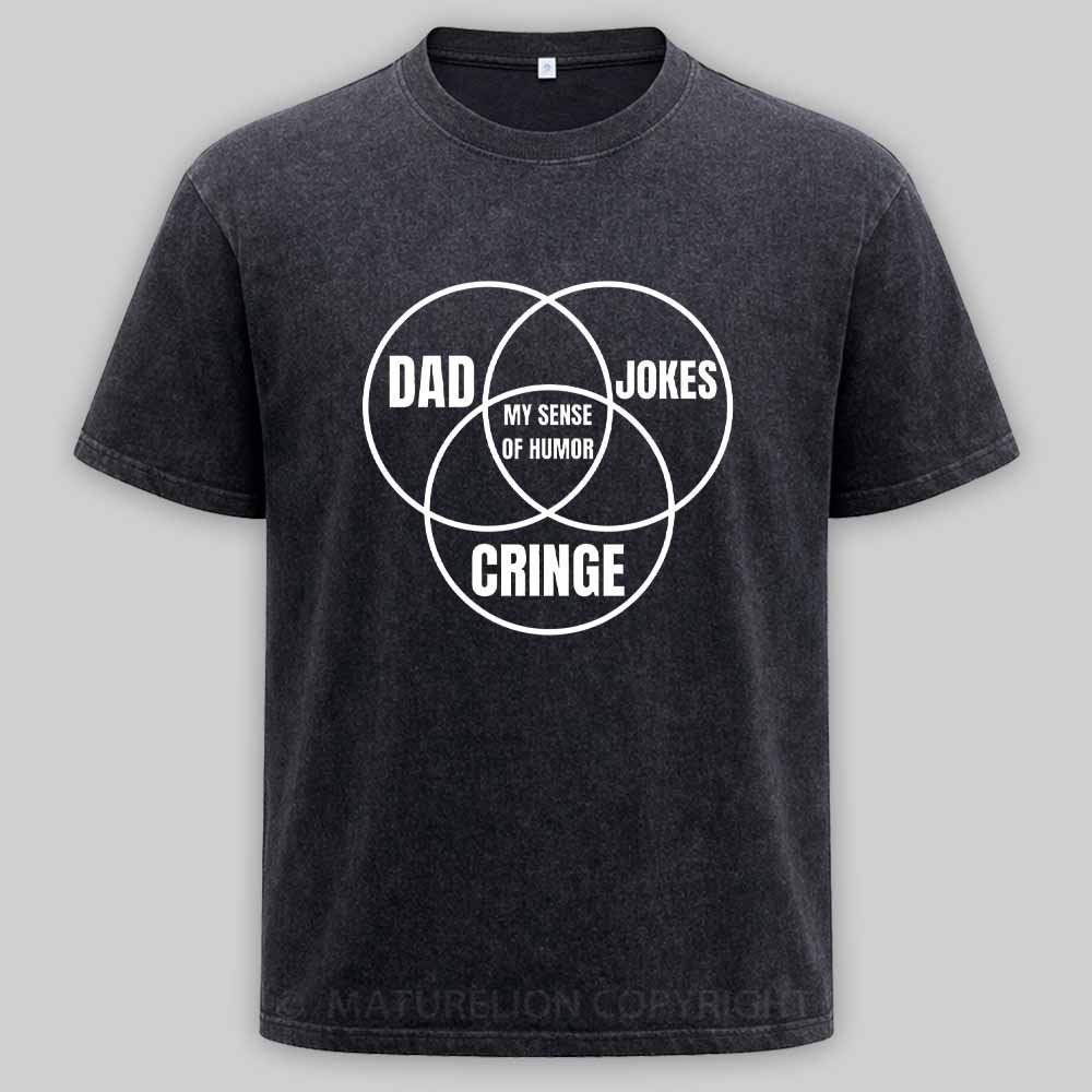 Maturelion Dad jokes triple venn diagram Washed T-shirt