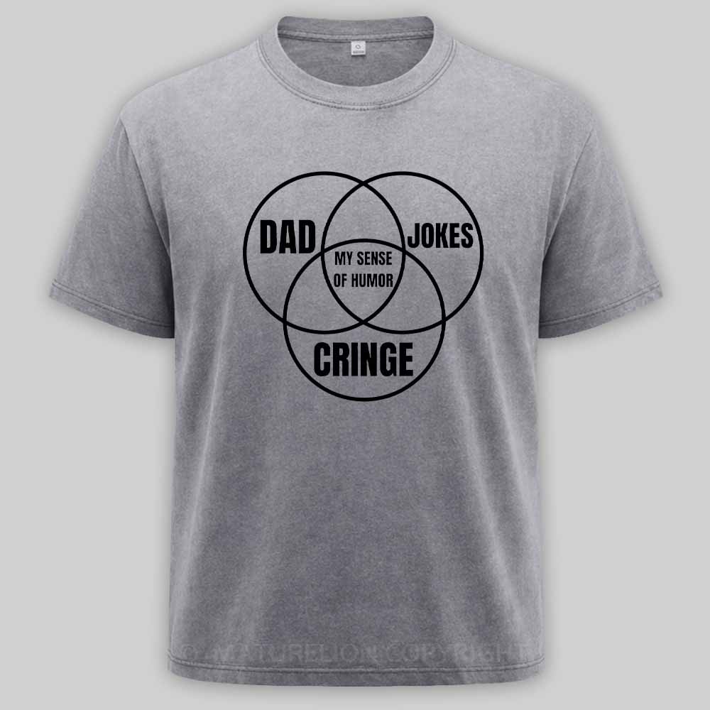 Maturelion Dad jokes triple venn diagram Washed T-shirt