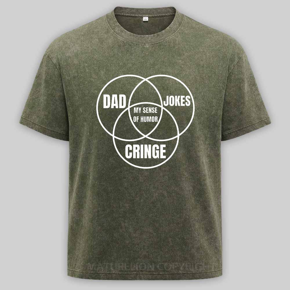 Maturelion Dad jokes triple venn diagram Washed T-shirt