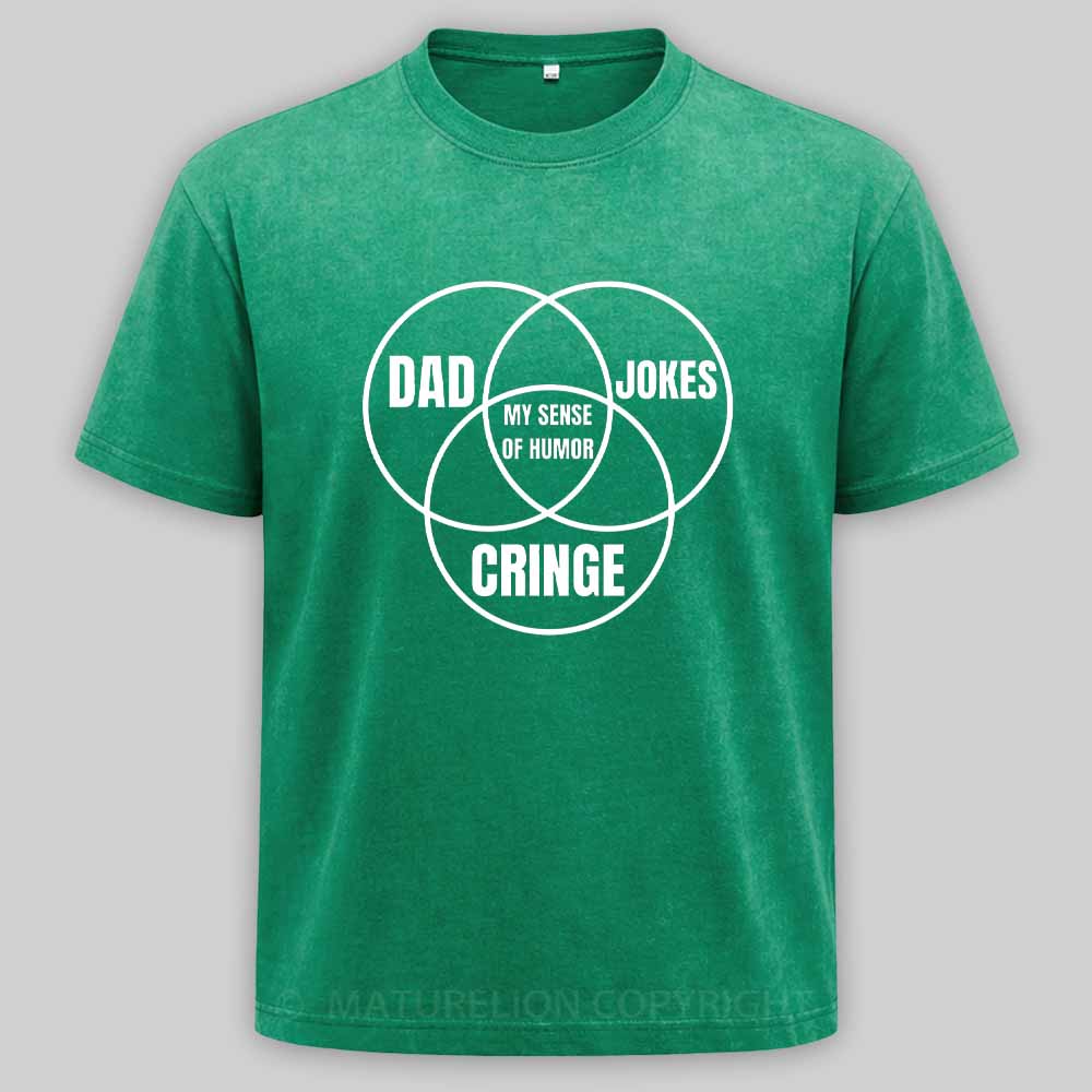 Maturelion Dad jokes triple venn diagram Washed T-shirt