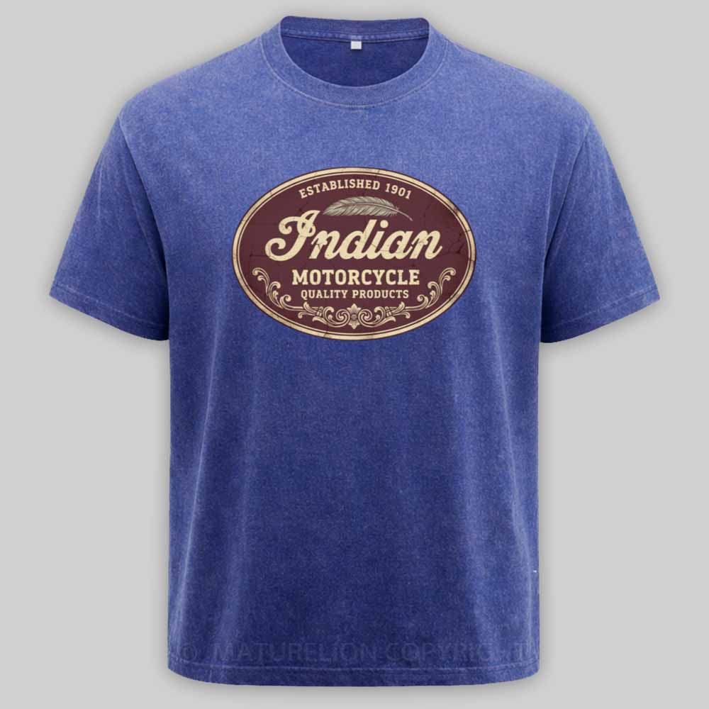 Maturelion Indian Motorcycles Sign Washed T-shirt