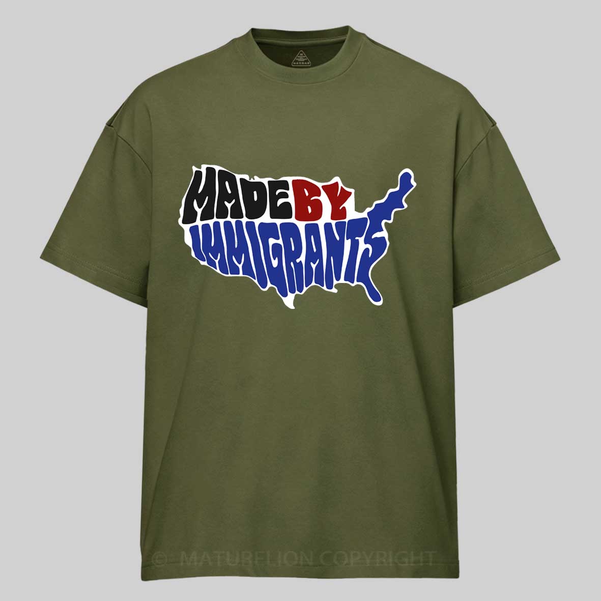 Maturelion Made By Immigrants - USA map Cotton T-shirt
