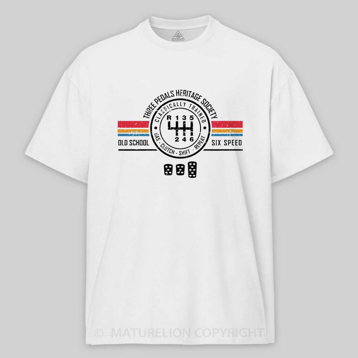 Maturelion Three Pedals Heritage Society Cotton T-shirt