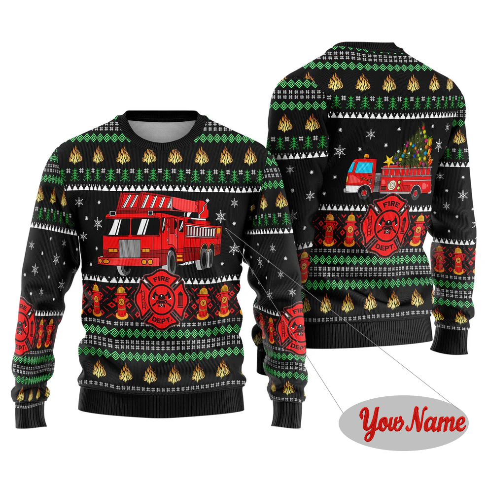 Maturelion Classica Funny Customize Your Name Green Ugly Christmas Sweater