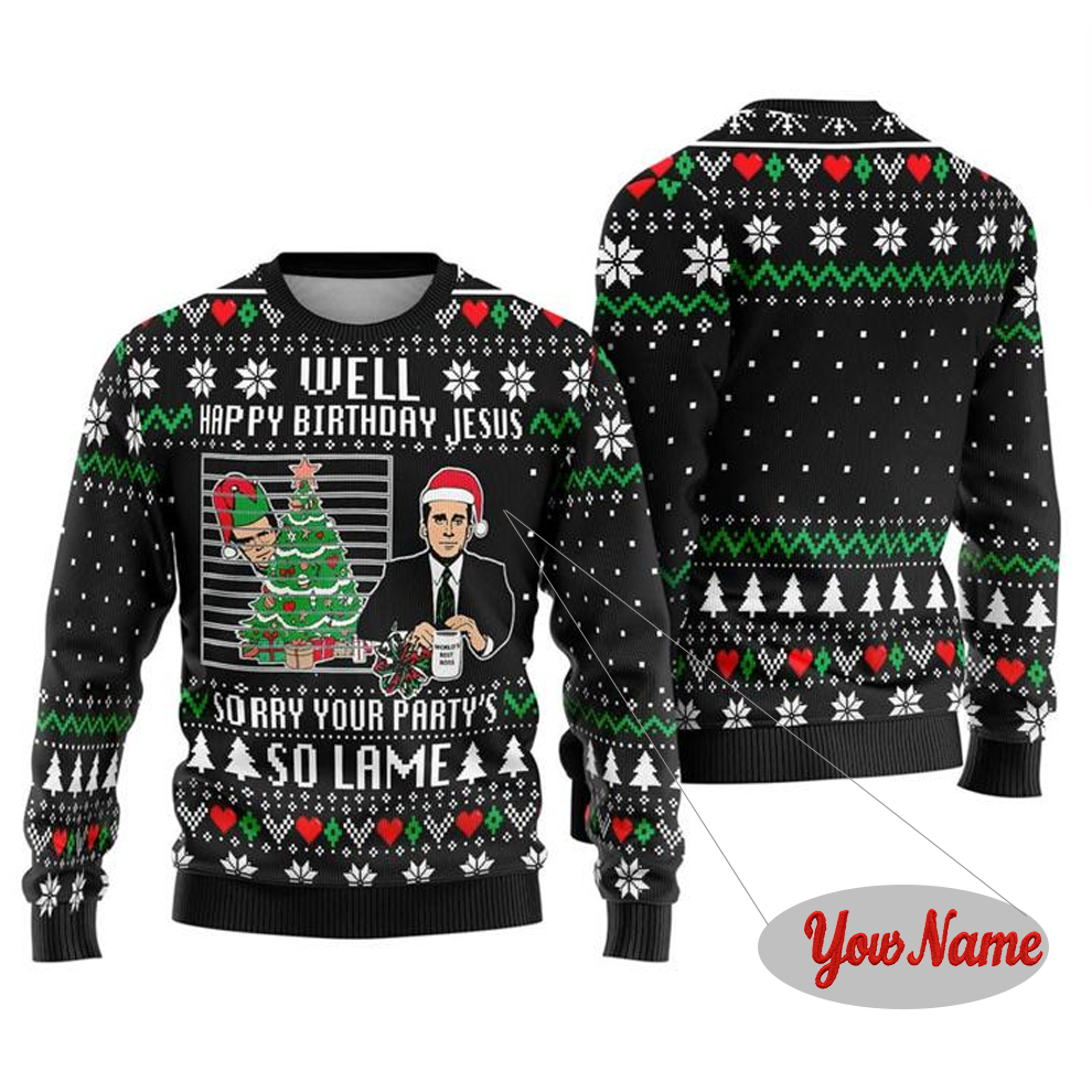 Maturelion Classica Funny Customize Your Name Green Ugly Christmas Sweater