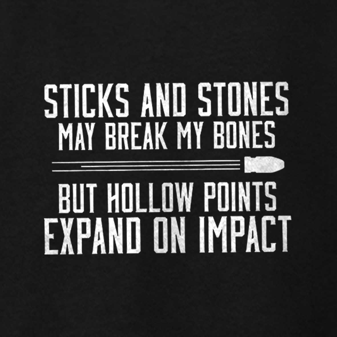 Maturelion Men's T-Shirt Hollow Points Sticks and Stones Gun Cotton T-Shirt