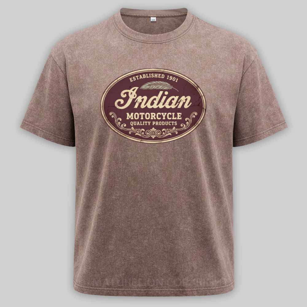 Maturelion Indian Motorcycles Sign Washed T-shirt