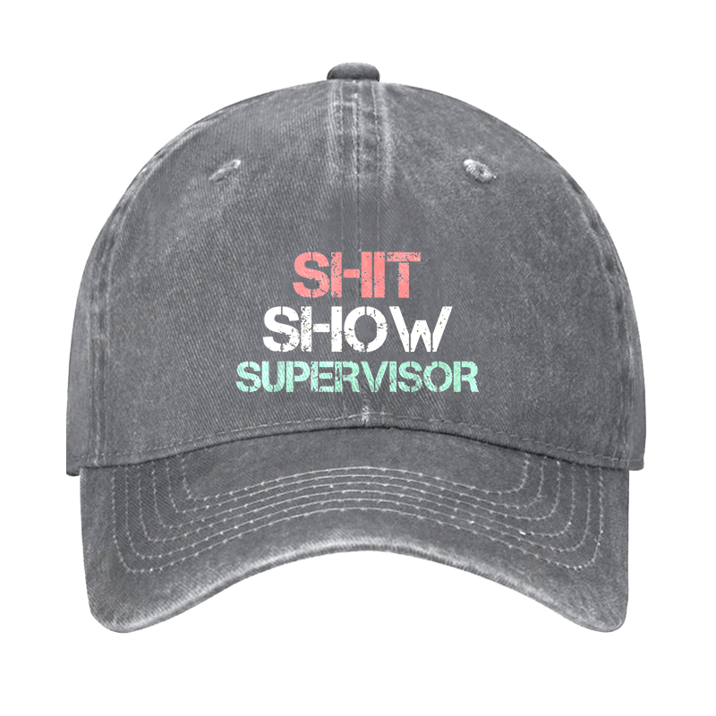 Shit Show Supervisor Funny Text Letters Adjustable Cap-Maturelion