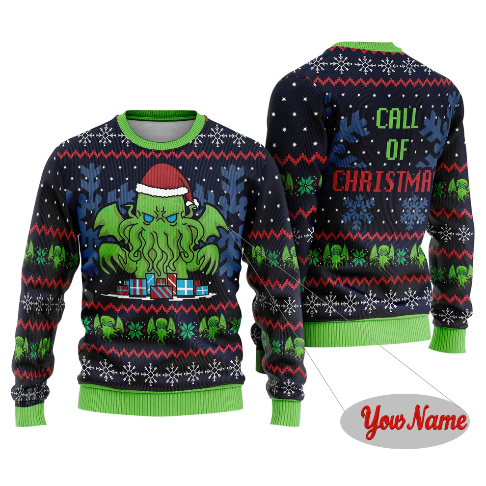 Maturelion Classica Funny Customize Your Name Green Ugly Christmas Sweater