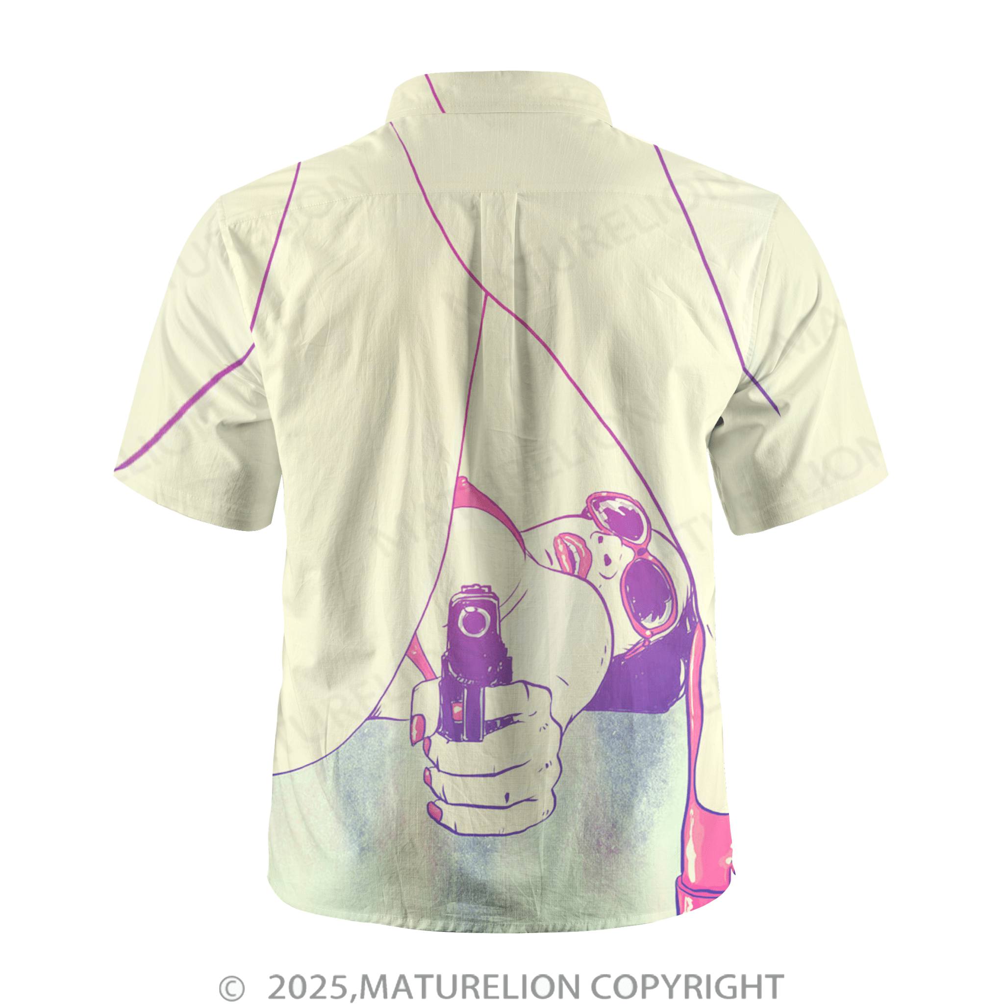 Maturelion Men's Button Pocket ShirtAloha Baby Let’s Turn Up the Heat Hawaiian Shirt