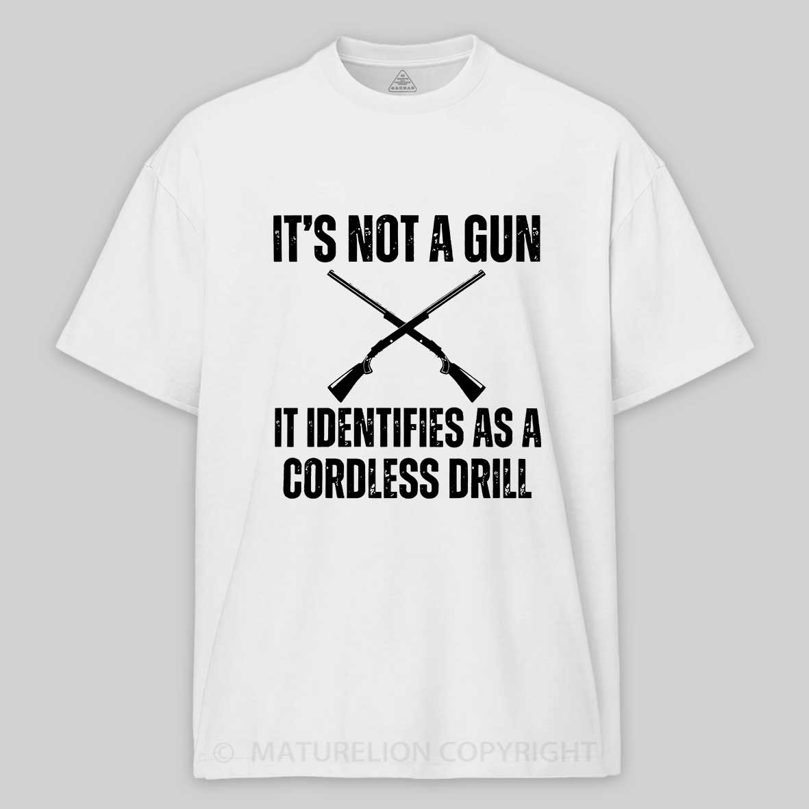 Maturelion Men's T-shirt Gun Pun Cotton T-shirt