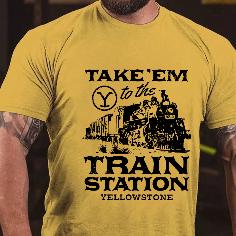 Maturelion Take'em To The Train Station Yellowstone Cotton T-shirt 