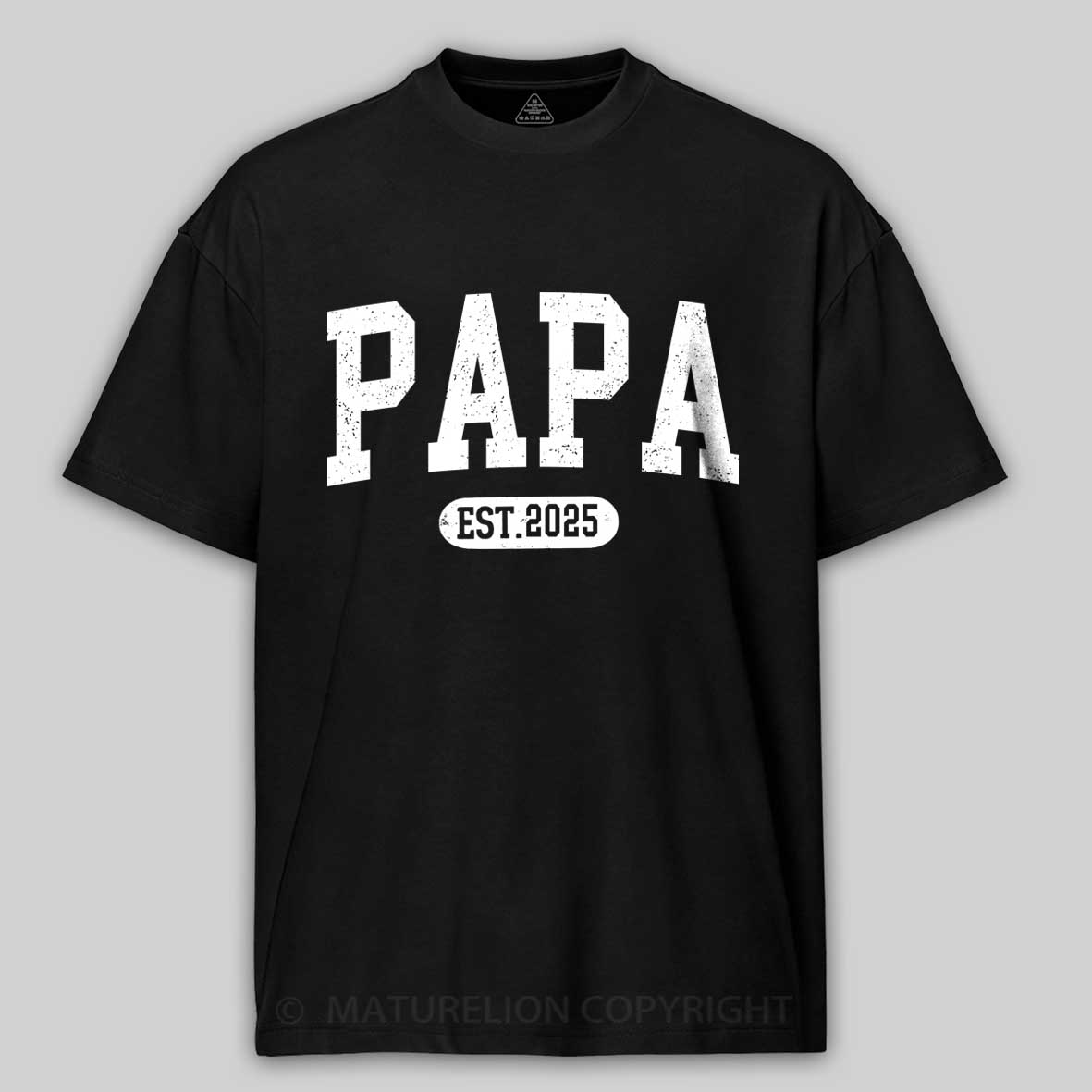 Maturelion Men's T-shirt Personalized Papa Shirt With Est Year Cotton T-shirt