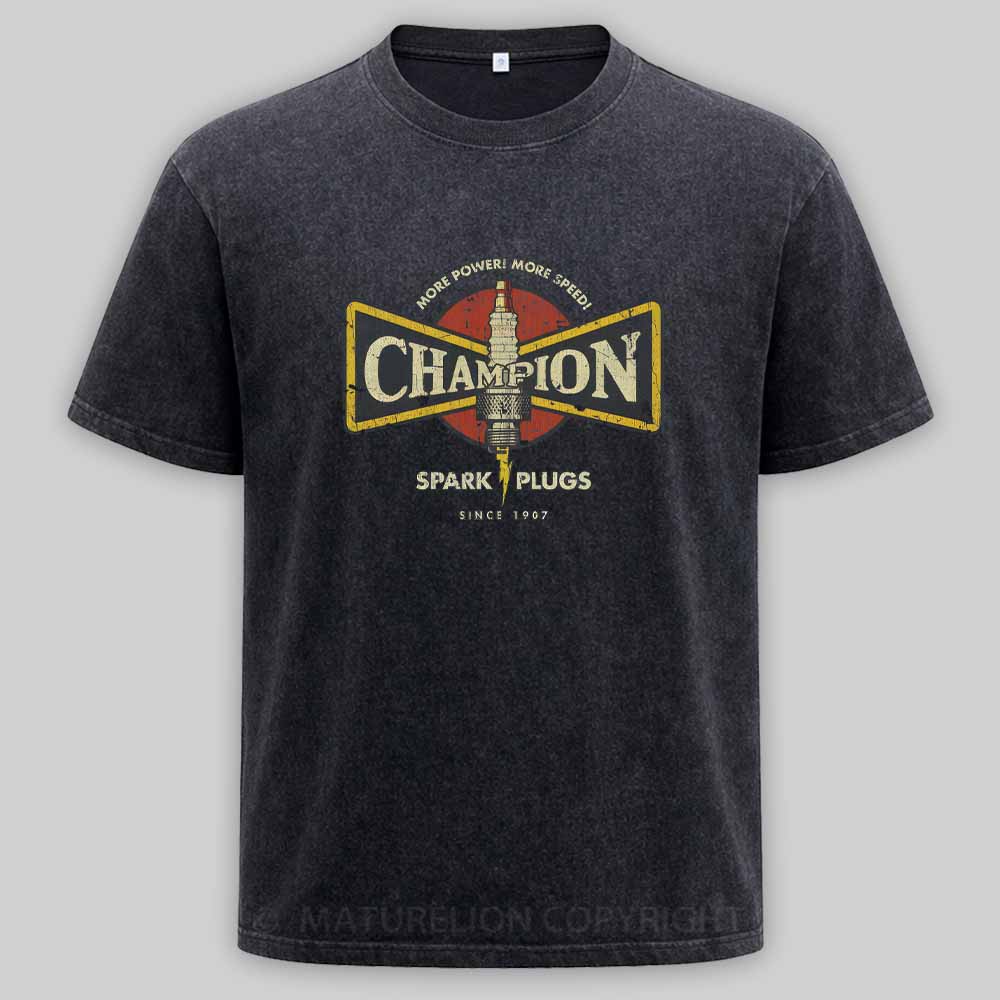 Maturelion Champion More Power More Speed 1907 Washed T-shirt
