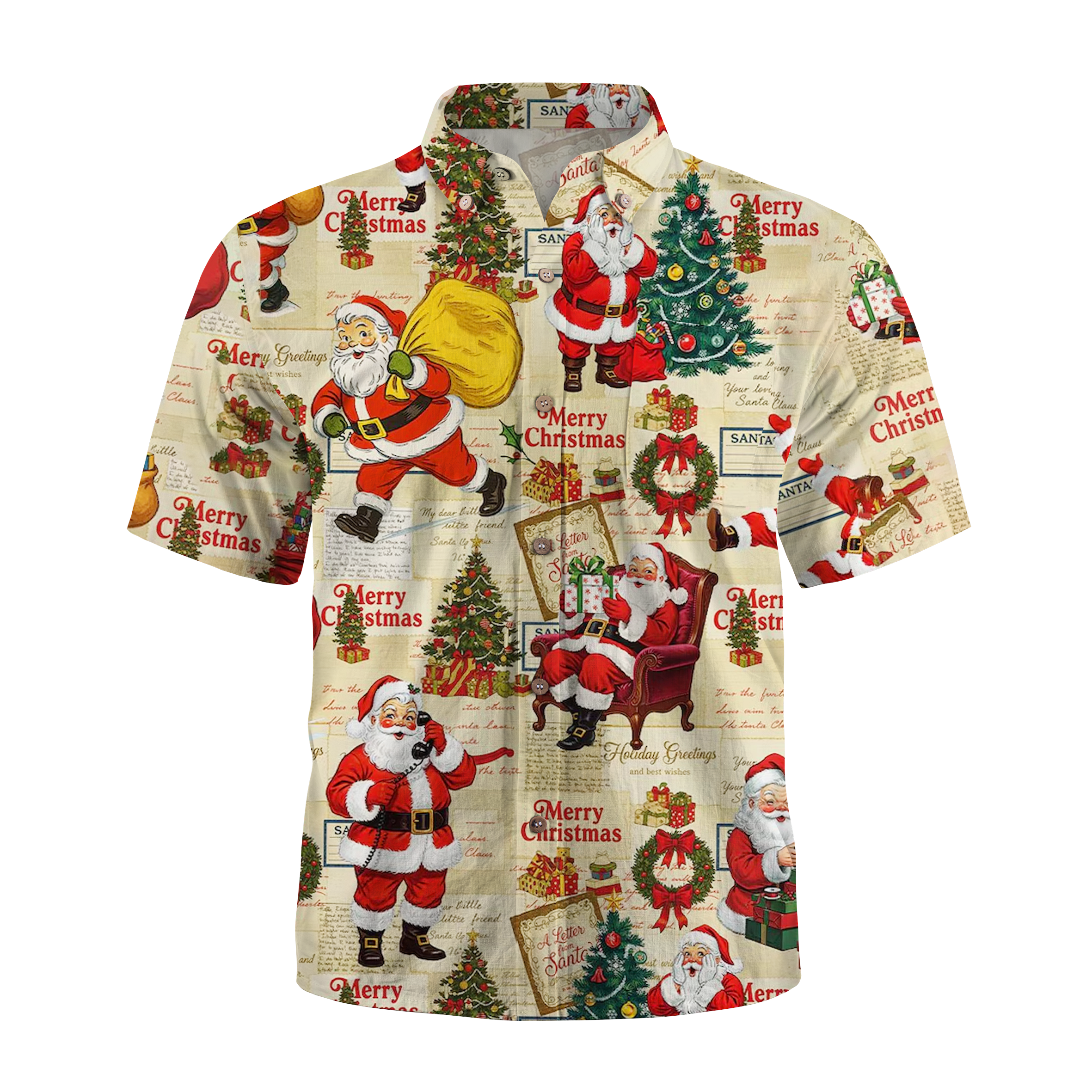 Maturelion Vintage Santa Christmas Funny Hawaiian Shirt