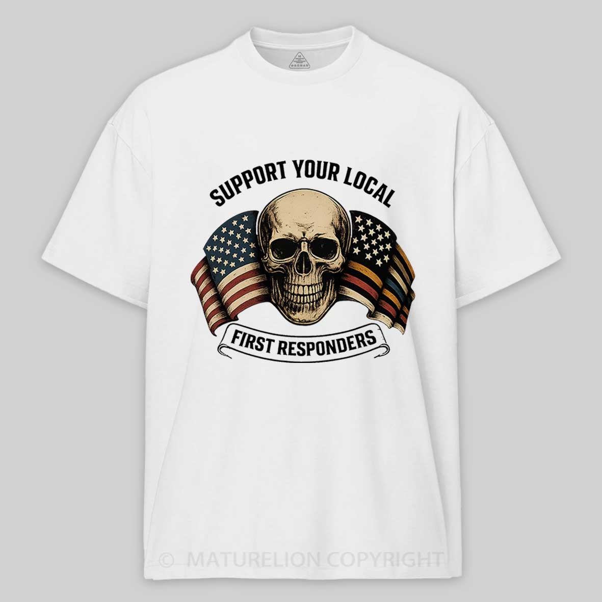 Maturelion Men's T-Shirt First Responder Flag Cotton T-Shirt