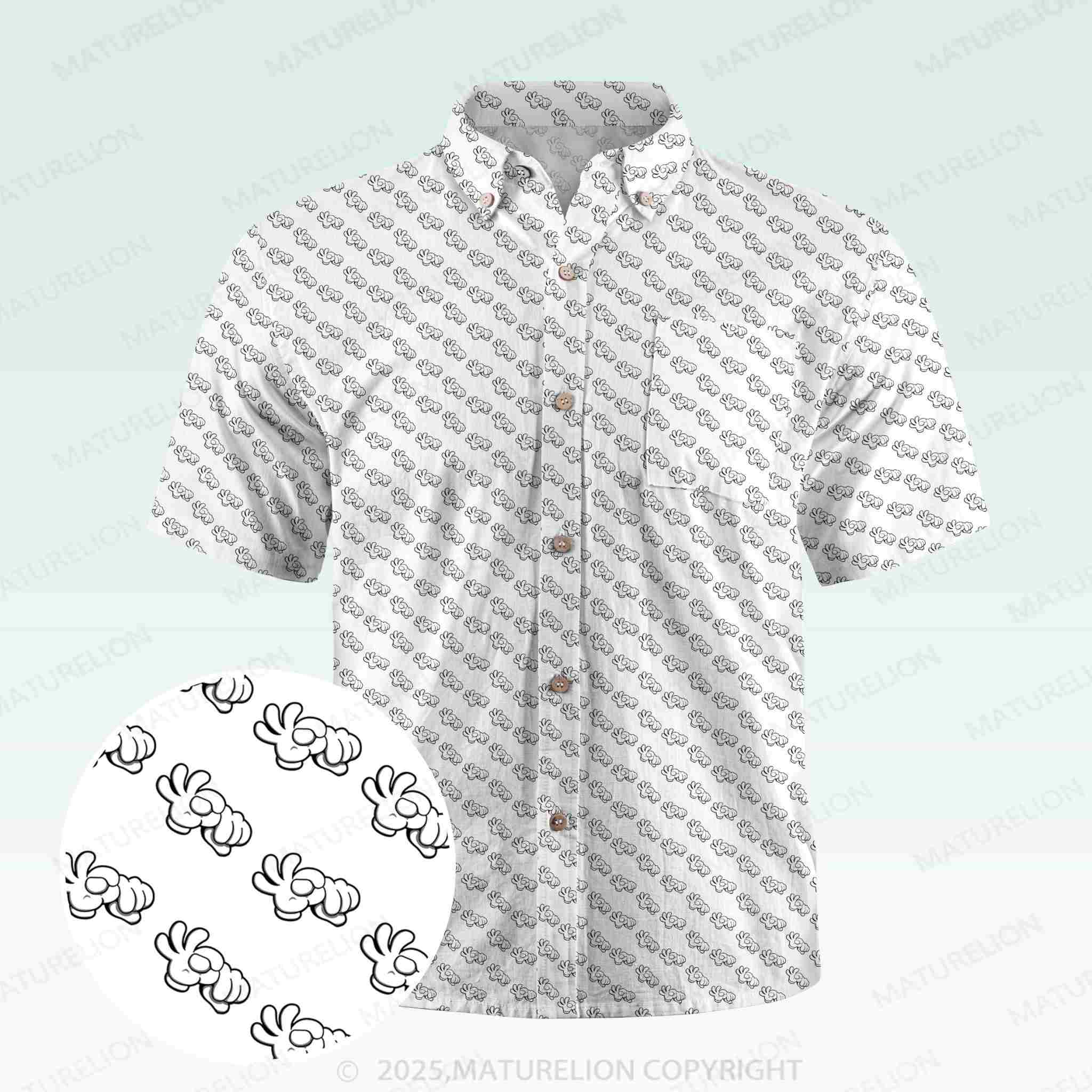 Maturelion Men's Button Pocket ShirtVintage Beach Hawaiian Shirt